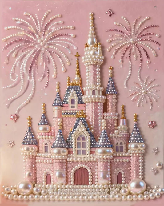 DIY Framed Pearl Painting - Handmade Self - Adhesive Pearls - Castle A