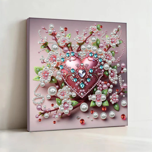 DIY Pearl Painting With Frame - Handmade Self-Adhesive Pearls - Love (30*30cm)
