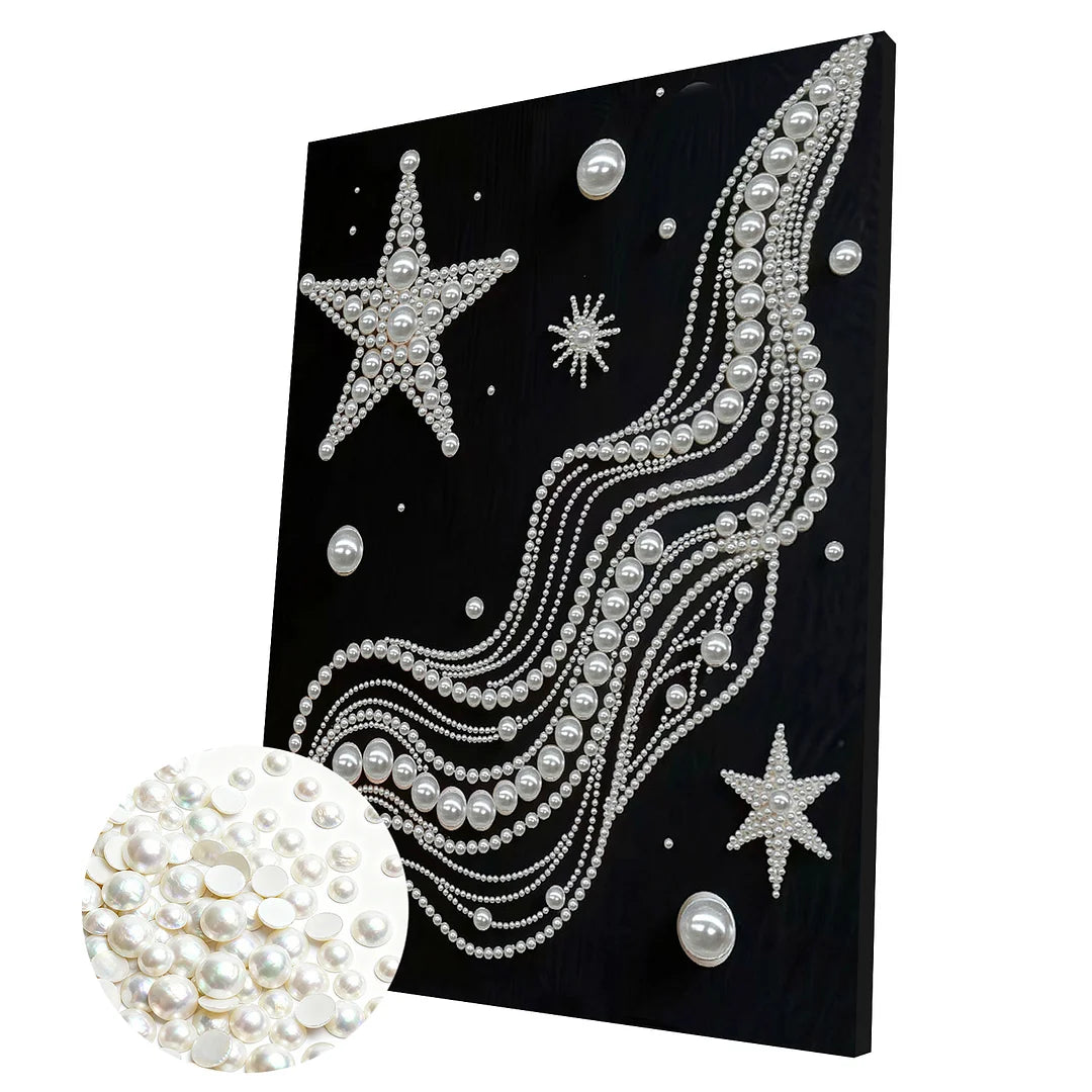DIY Pearl Painting With Frame - Handmade Self-Adhesive Pearls - Starry Silk (30*40cm) B