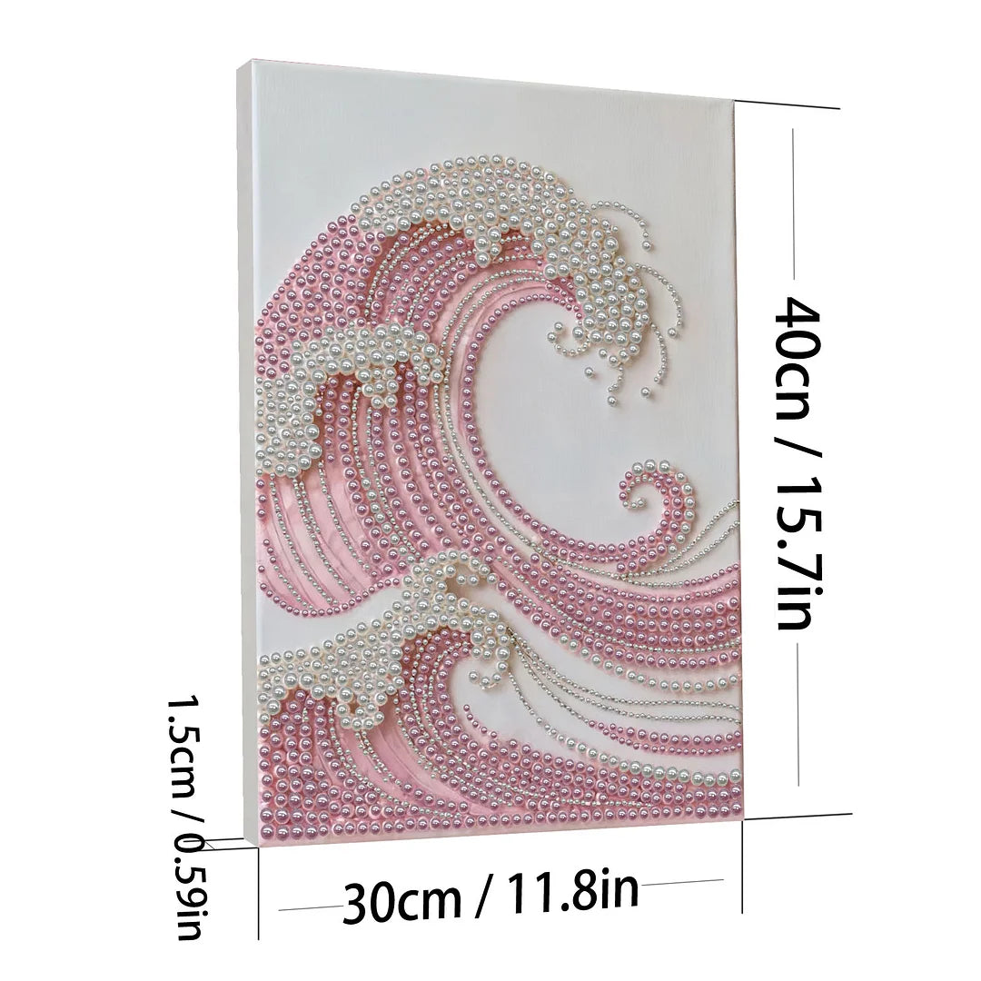 DIY Pearl Painting With Frame - Handmade Self-Adhesive Pearls - Waves (30*40cm) D
