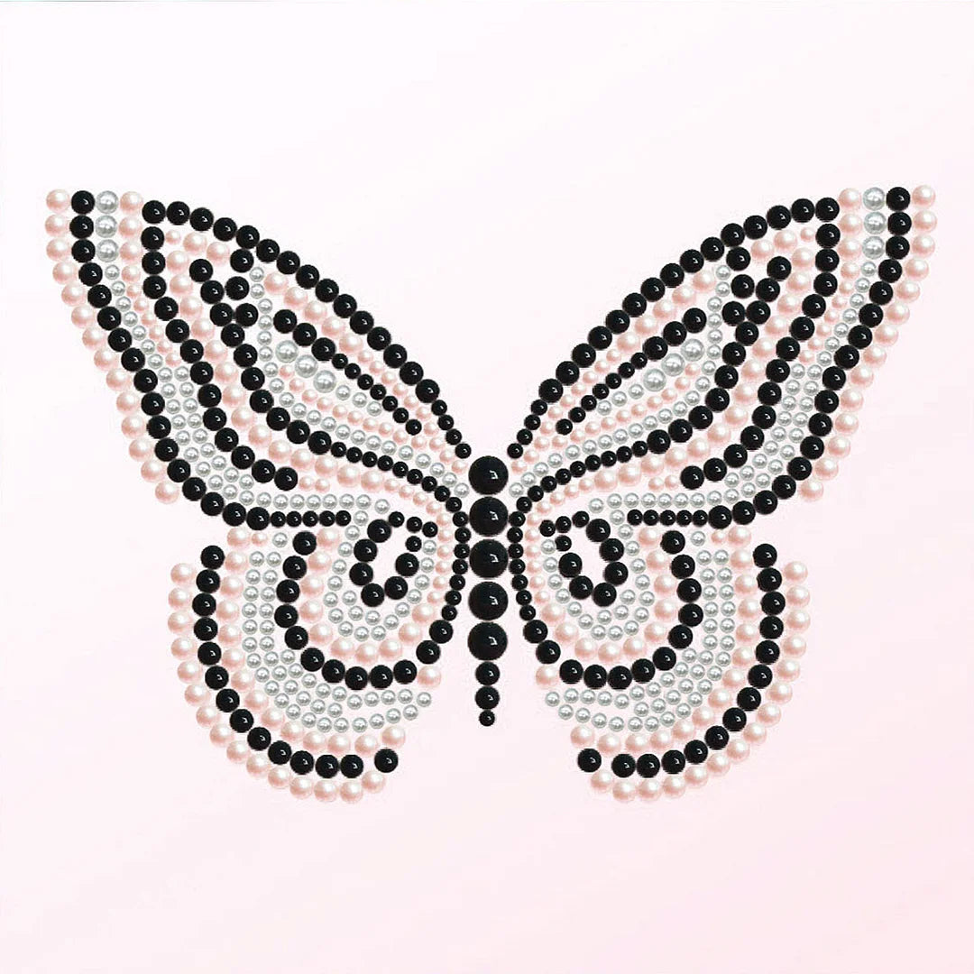 DIY Pearl Painting With Frame - Handmade Self-Adhesive Pearls - Butterfly (30*30cm) H