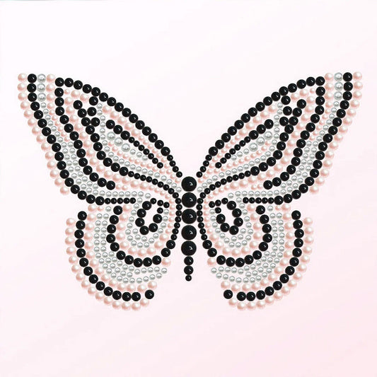 DIY Pearl Painting With Frame - Handmade Self-Adhesive Pearls - Butterfly (30*30cm) H