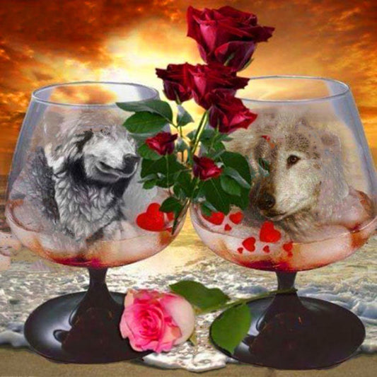5D Diy Diamond Painting Kit Full Round Beads Cup Wolf