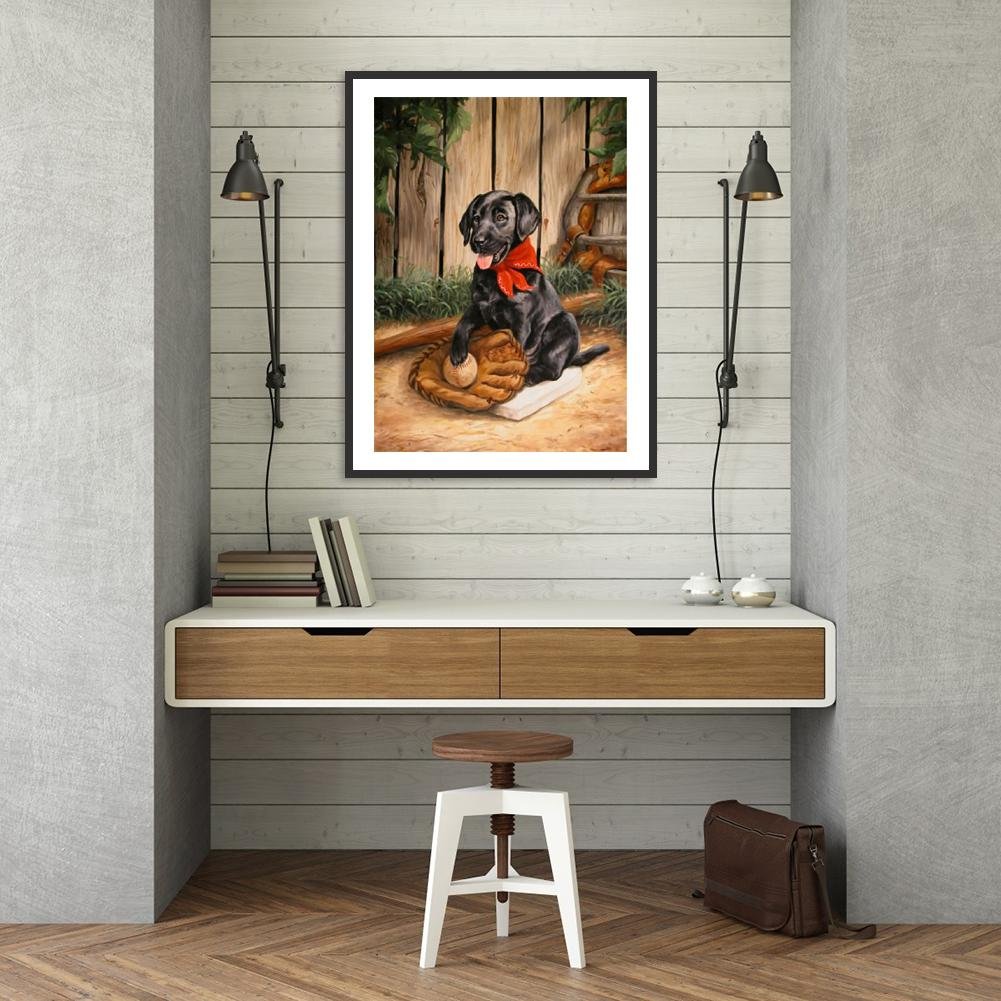 Diamond Painting - Full Round - Baseball Dog