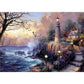 5D Diy Diamond Painting Kit Full Round Beads Lighthouse Scenery