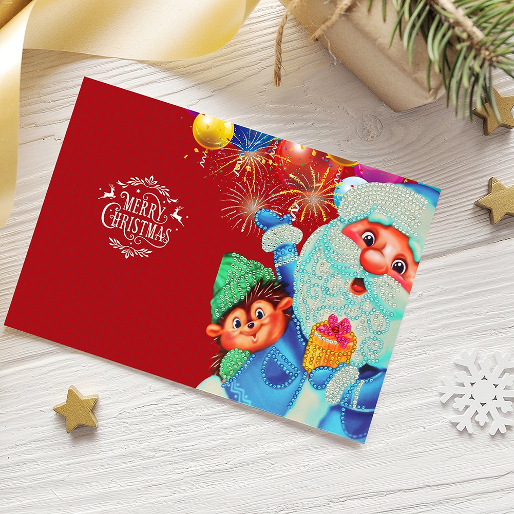 DIY Diamond Painting Greeting Card - Santa Claus & Monkey