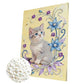 DIY Pearl Painting With Frame - Handmade Self-Adhesive Pearls - Flower Cat (30*40cm) A