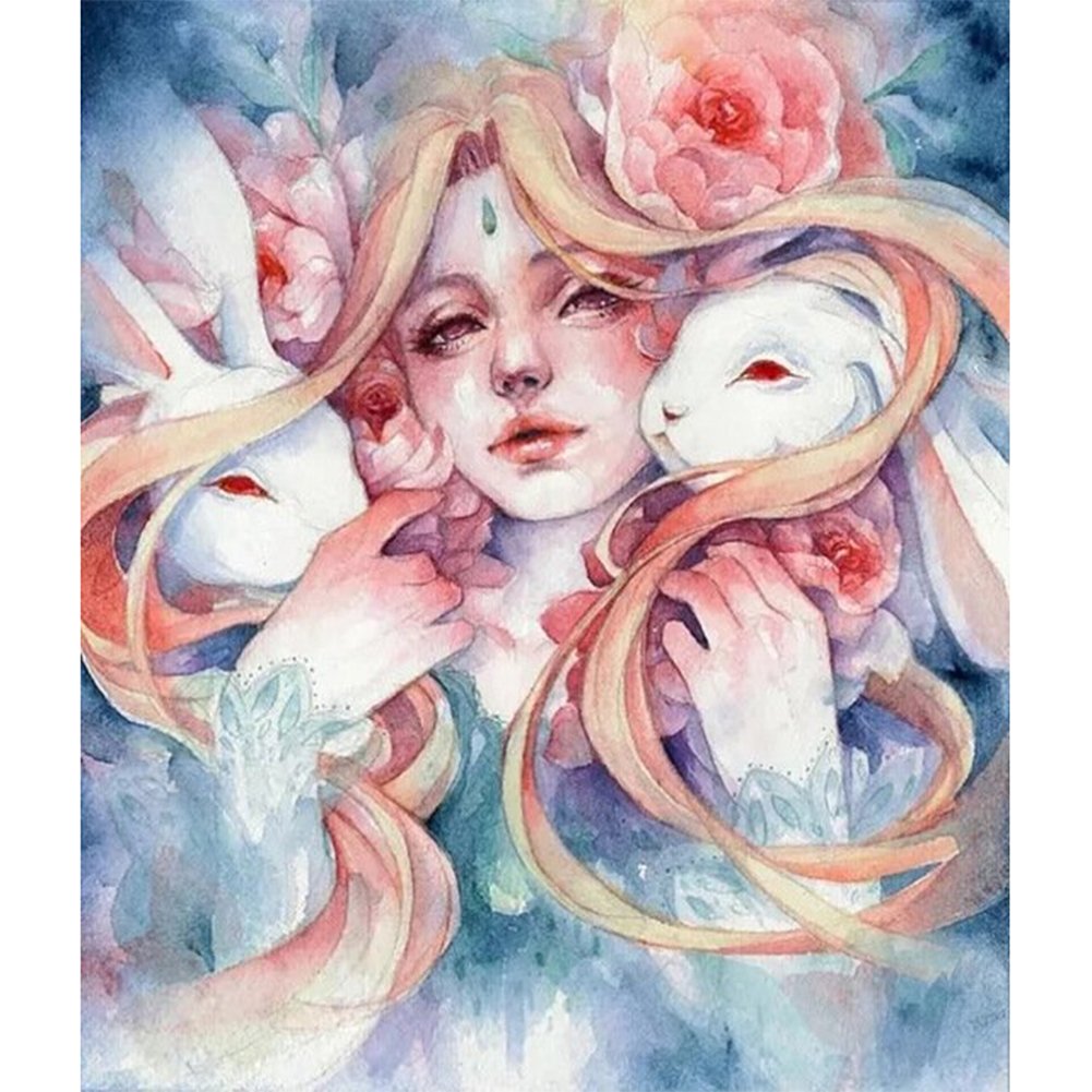 Rabbit Girl 11CT Stamped Cross Stitch Needle Artwork (40*50CM)