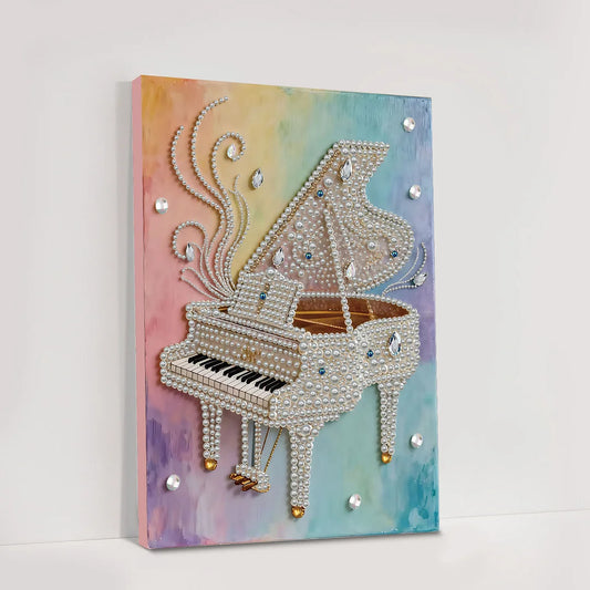 DIY Pearl Painting With Frame - Handmade Self-Adhesive Pearls - Piano (30*40cm)