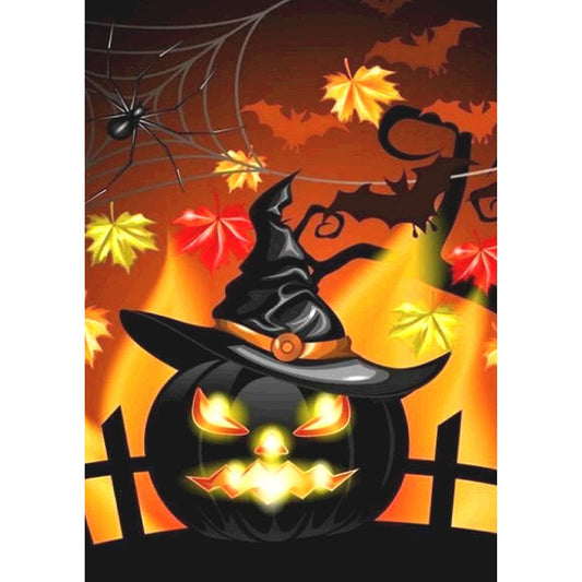 5D Diy Diamond Painting Kit Full Round Beads Halloween Angry Pumpkin