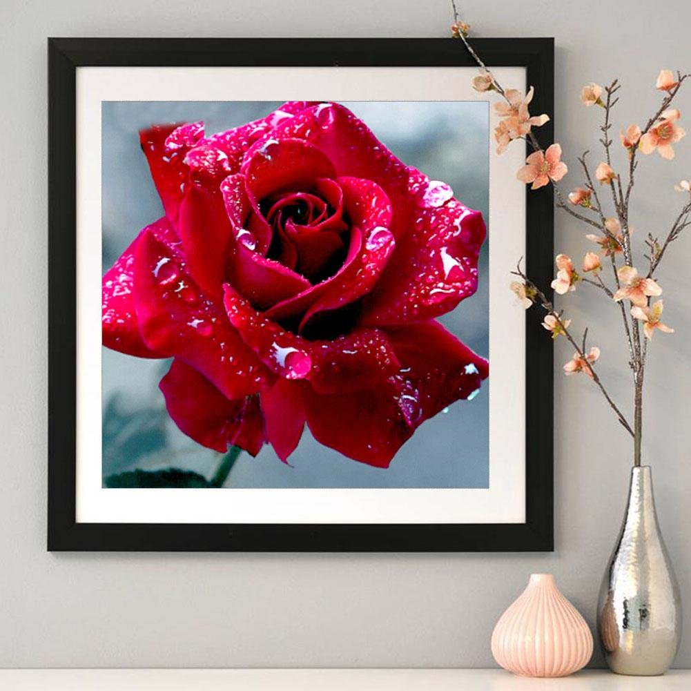 Diamond Painting - Full Round - Red Rose 1