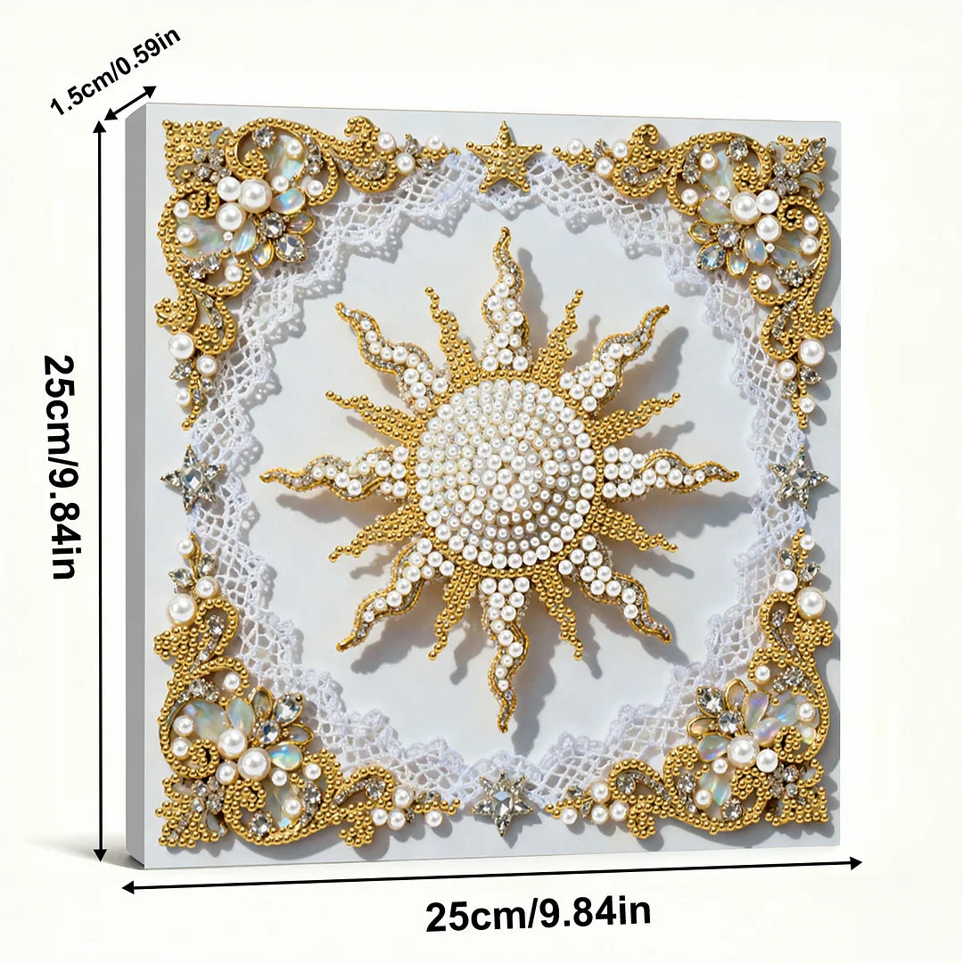 DIY Pearl Painting With Frame - Handmade Self-Adhesive Pearls - Sun (25*25cm)