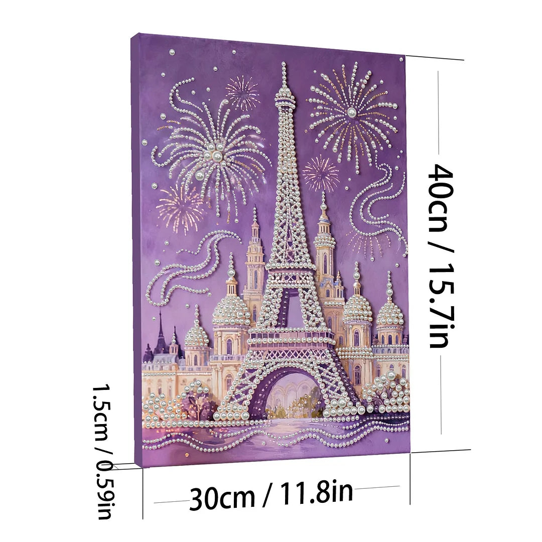 DIY Pearl Painting With Frame - Handmade Self-Adhesive Pearls - Castle (30*40cm)