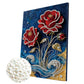DIY Pearl Painting With Frame - Handmade Self-Adhesive Pearls - Red Flower (30*40cm)