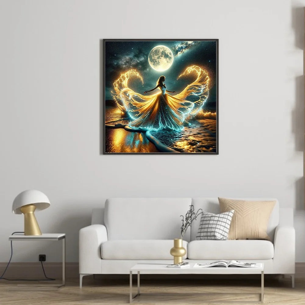 5D DIY Diamond Painting - Full Round / Square - Girl On Night Beach