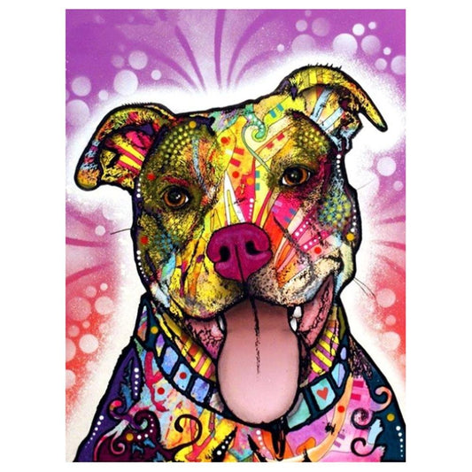 5D Diy Diamond Painting Kit Full Round Beads Colorful Dog