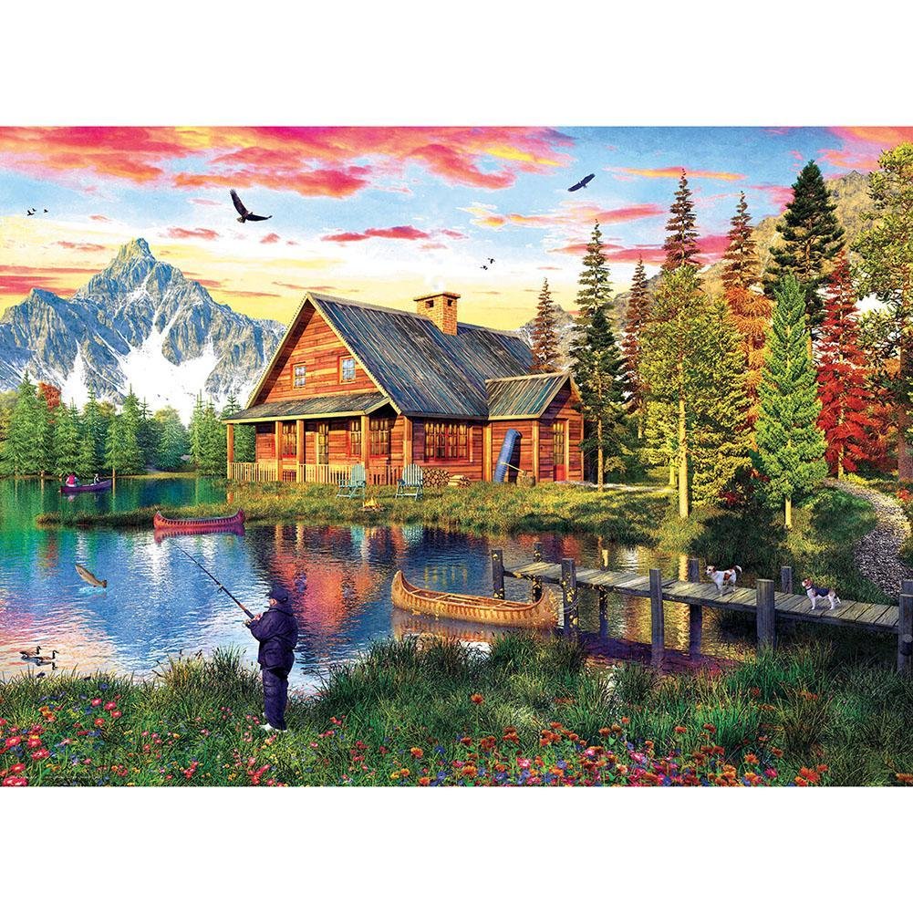 5D Diy Diamond Painting Kit Full Round Beads Countryside View