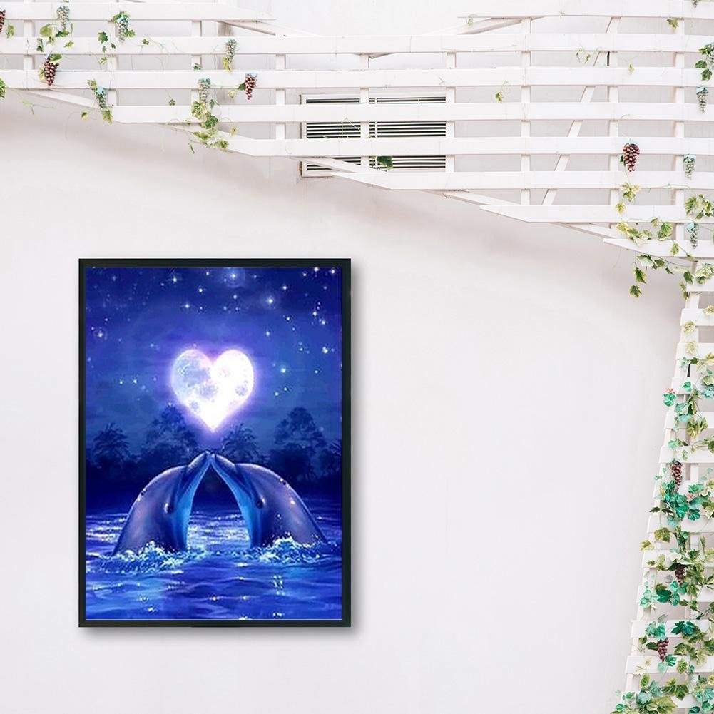 5D DIY Diamond Painting Kit - Full Round - Dolphin Love A
