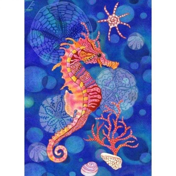 5D Diy Diamond Painting Kit Full Round Beads Seahorse