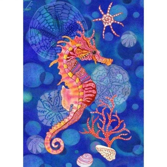 5D Diy Diamond Painting Kit Full Round Beads Seahorse