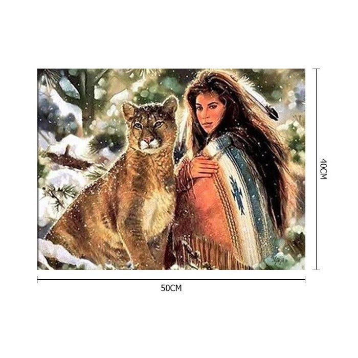 Paint By Number Oil Painting   Beauty & Lion