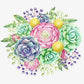 5D Diy Diamond Painting Kit Full Round Beads Succulent Plant