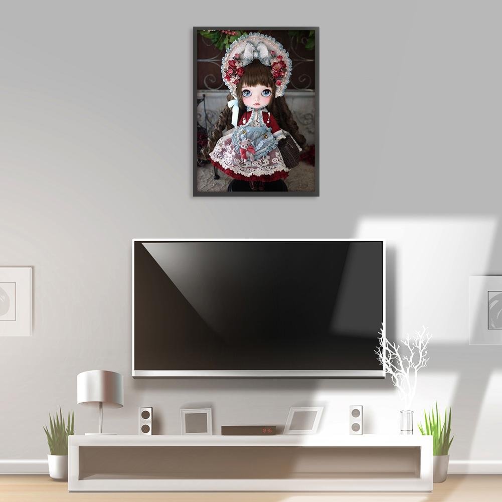 Diamond Painting - Full Round - Girl Doll in Bow Tie Hat
