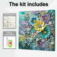 DIY Pearl Painting With Frame - Handmade Self-Adhesive Pearls - Blue Flowers (30*30cm)