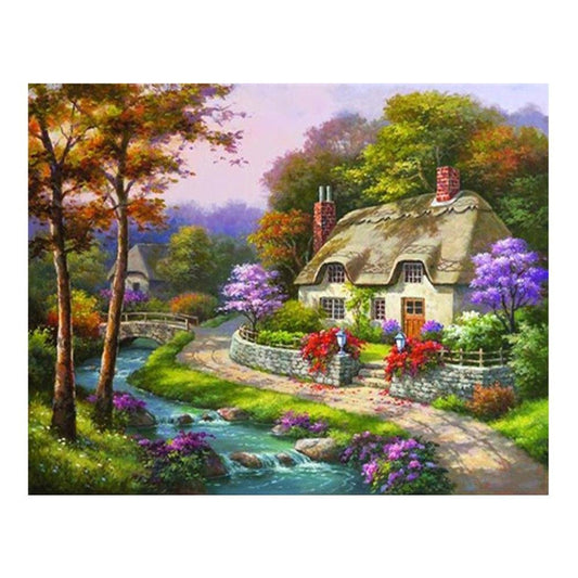 5D Diy Diamond Painting Kit Full Round Beads Countryside House