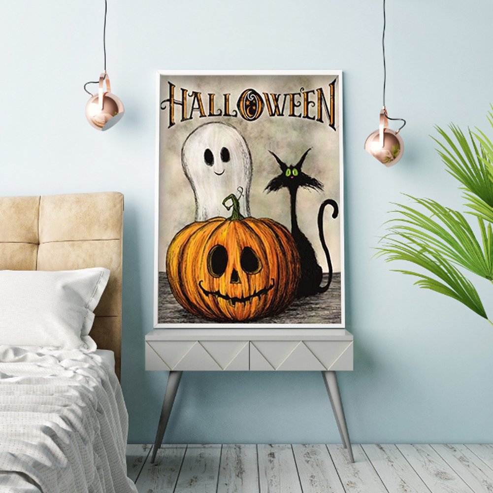 Halloween Pumpkin Round Beads Diamond Beads Painting