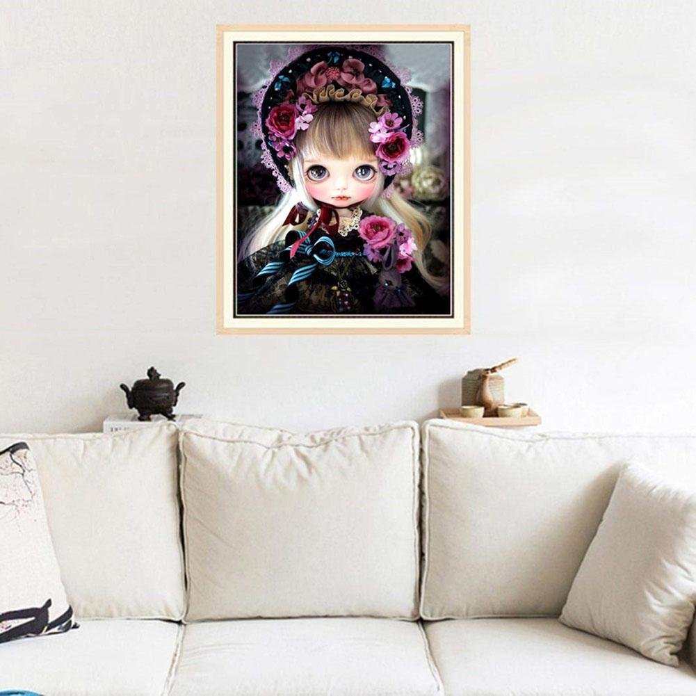 5D DIY Diamond Painting Kit - Full Round - Doll in Black