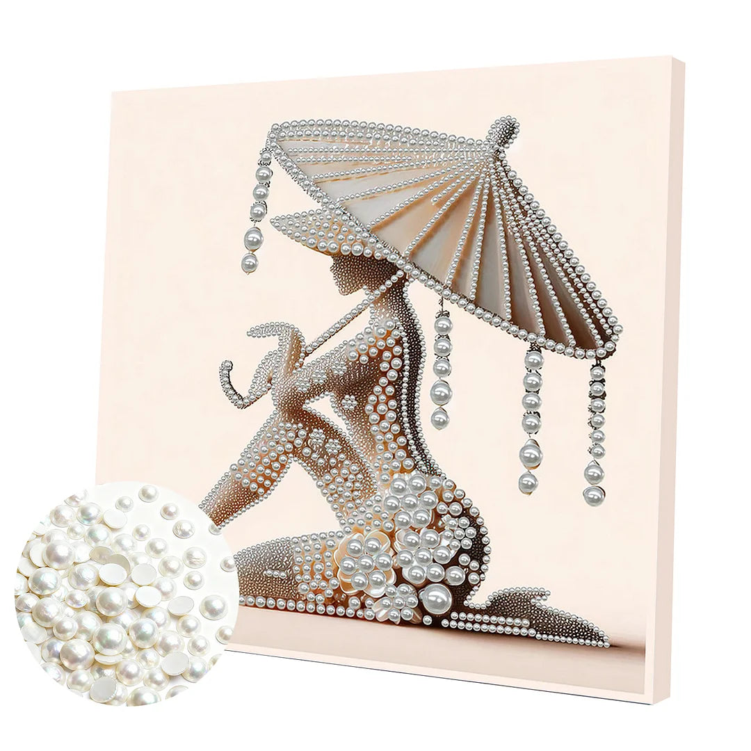 DIY Pearl Painting With Frame - Handmade Self-Adhesive Pearls - Lady (30*30cm) G