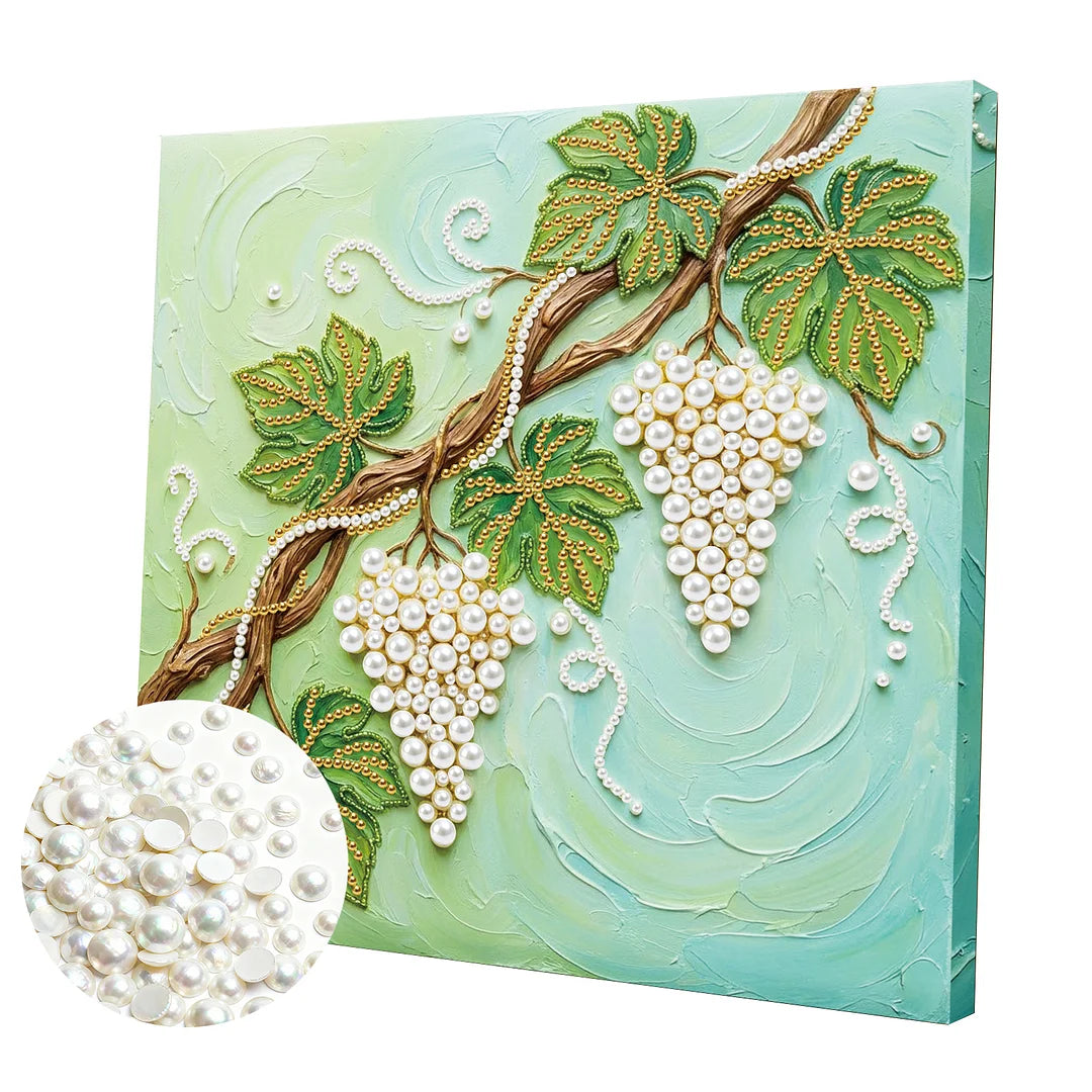 DIY Pearl Painting With Frame - Handmade Self-Adhesive Pearls - Grape (25*25cm)