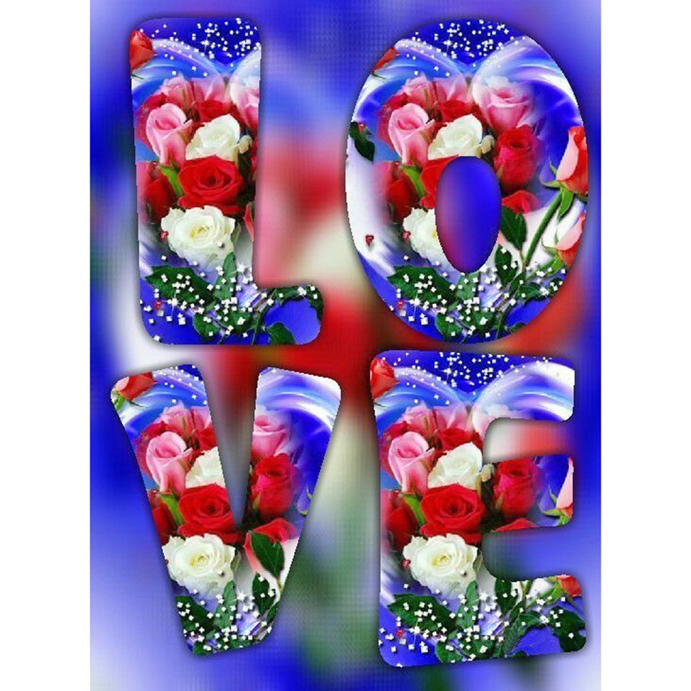 5D Diy Diamond Painting Kit Full Round Beads Valentine Day Rose Love