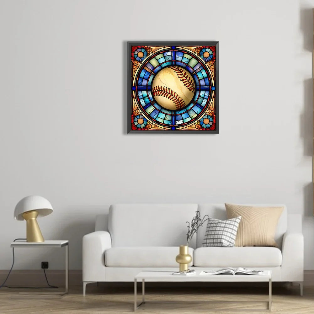 baseball stained glass diamond art craft