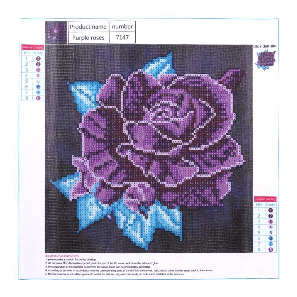 Diamond Painting kit - Partial Round - Purple Rose