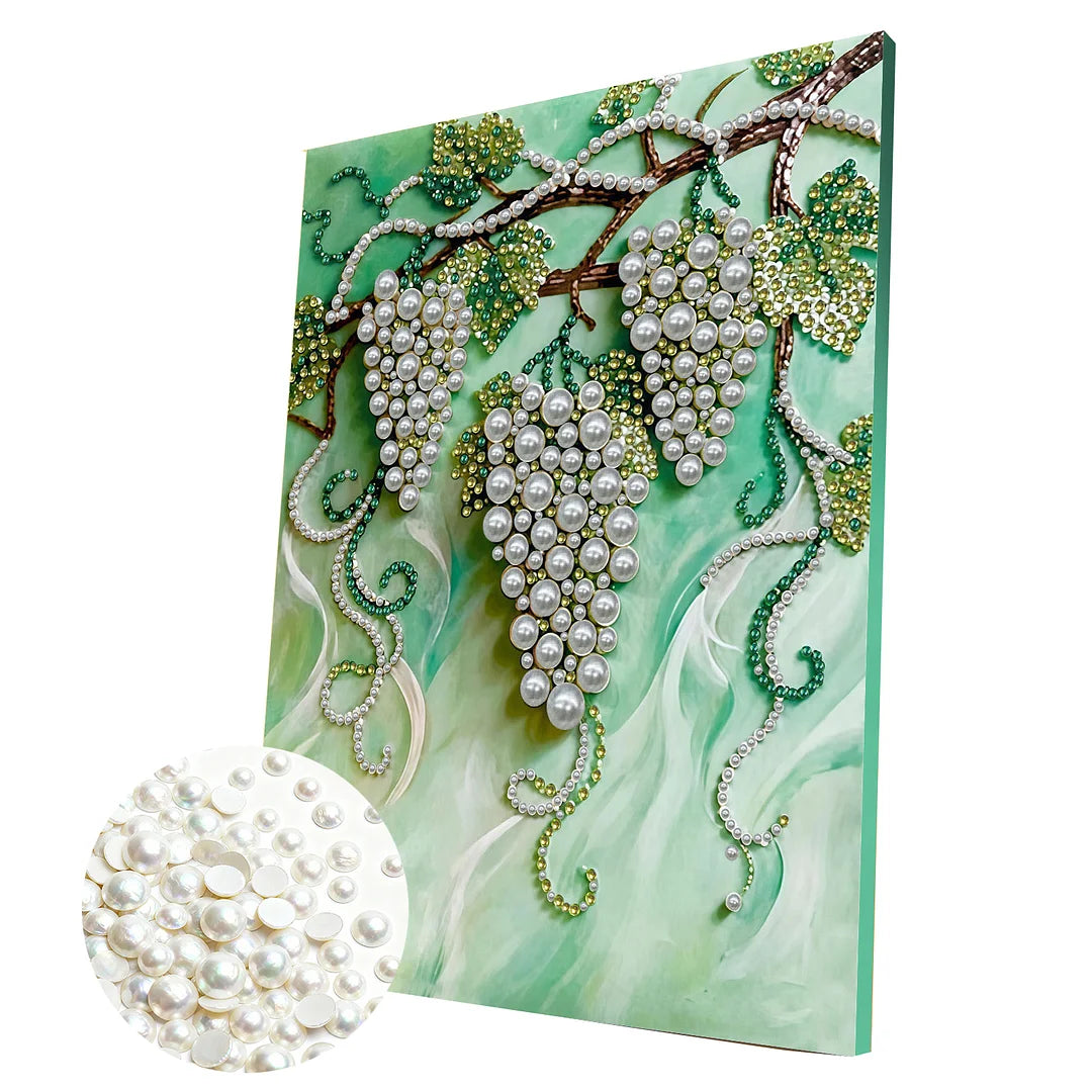 DIY Pearl Painting With Frame - Handmade Self-Adhesive Pearls - Grape (30*40cm)