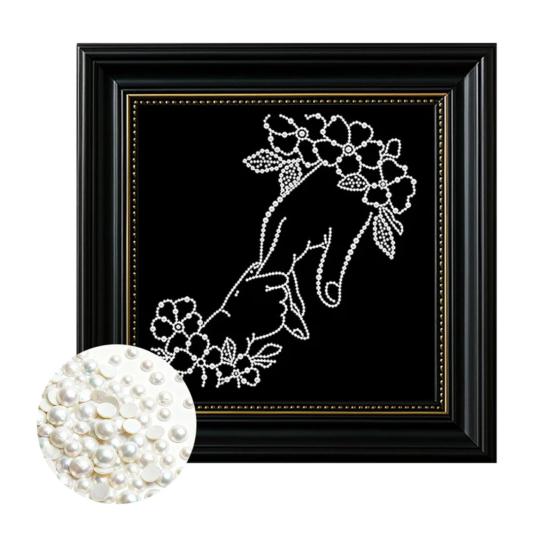 DIY Pearl Painting With Frame - Handmade Self-Adhesive Pearls - Holding Hands (27*27cm)