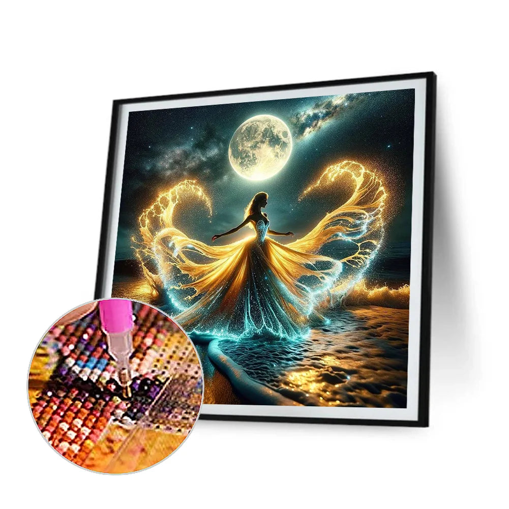 5D DIY Diamond Painting - Full Round / Square - Girl On Night Beach