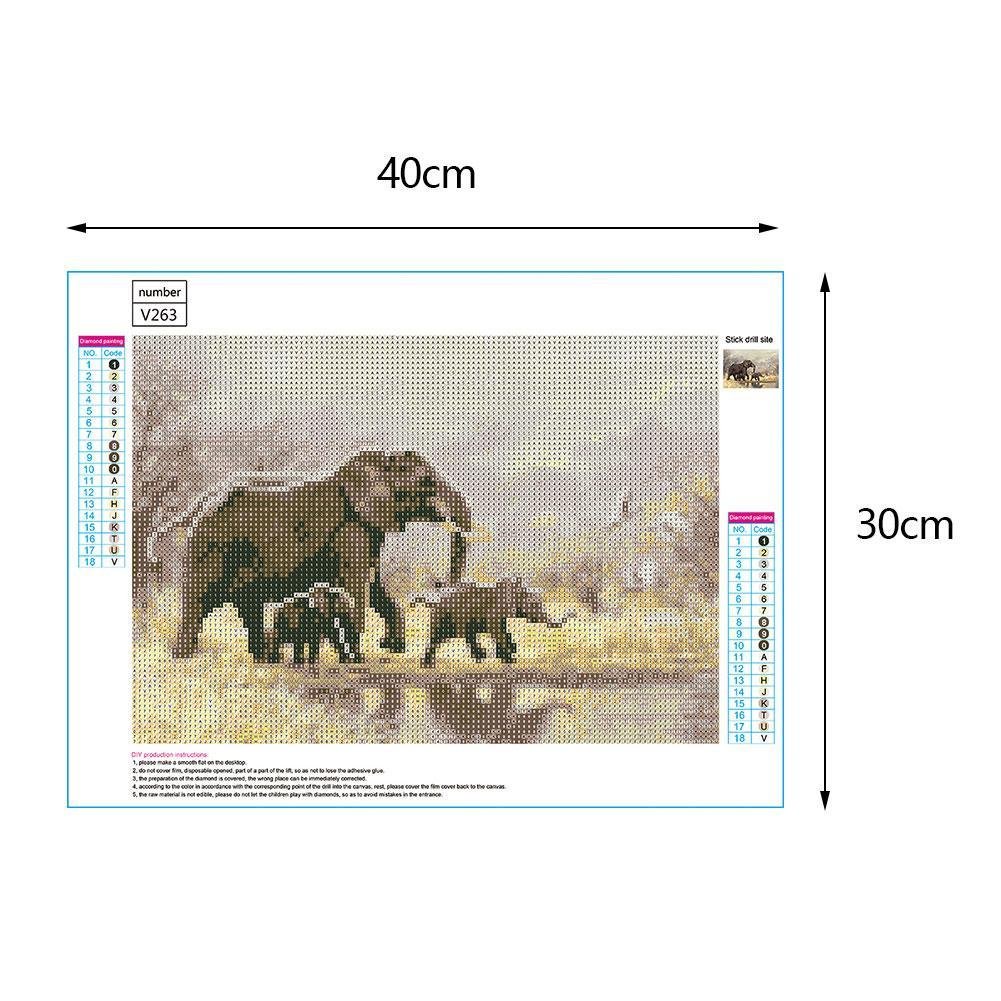Diamond Painting - Full Round - Elephants Family