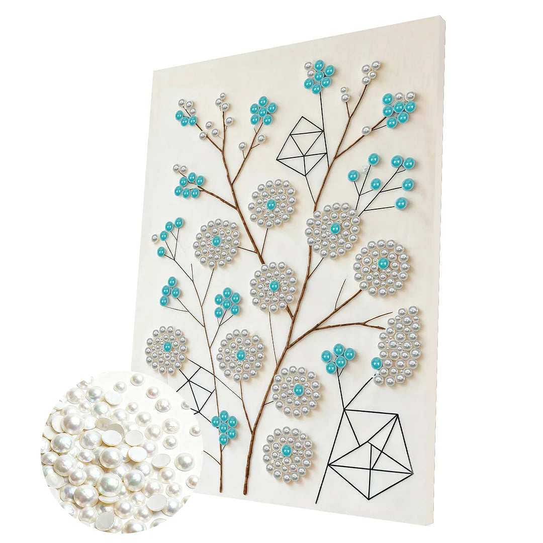 DIY Pearl Painting With Frame - Handmade Self-Adhesive Pearls - Tree Branch (30*40cm)