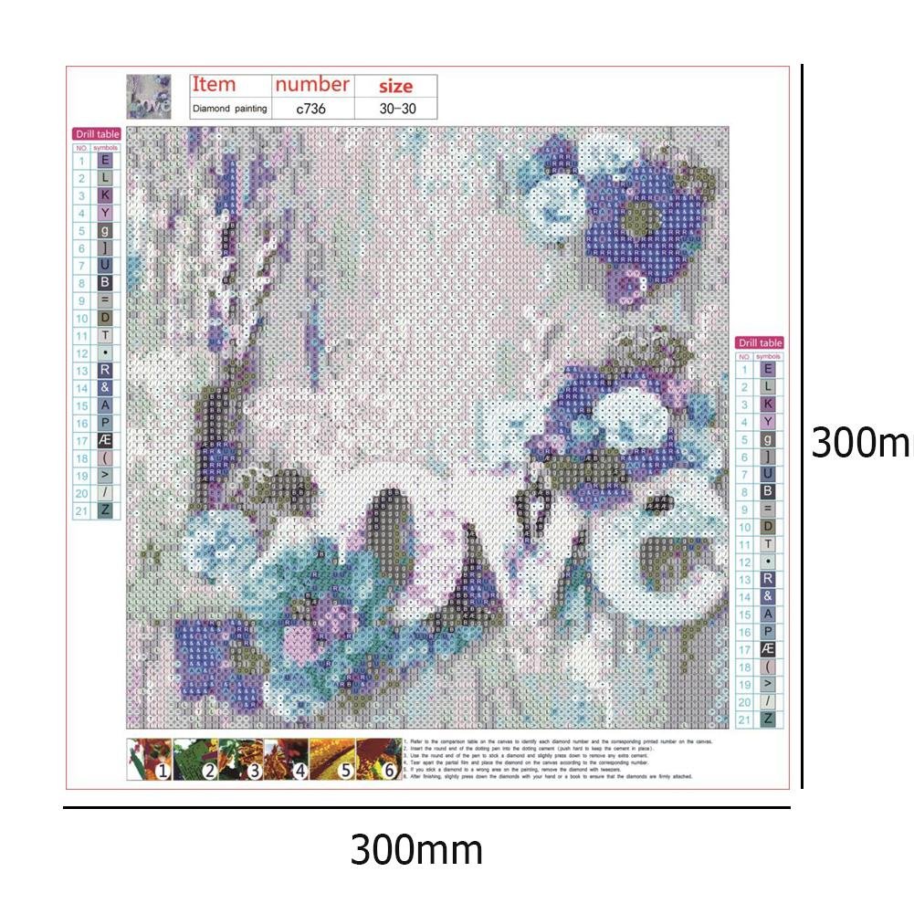 Diamond Painting - Full Round - Purple LOVE Flower