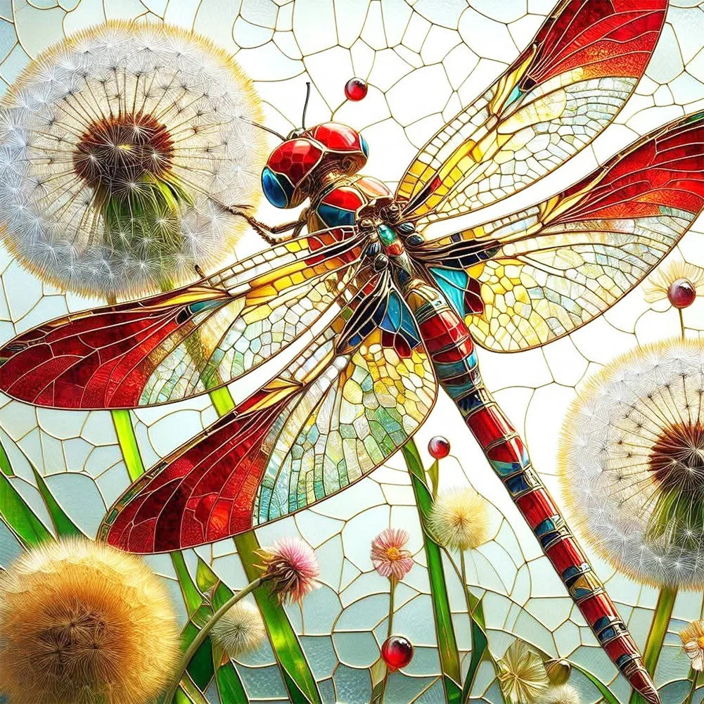 Diamond Painting - Full Round / Square - Dragonfly Dandelion