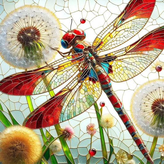Diamond Painting - Full Round / Square - Dragonfly Dandelion