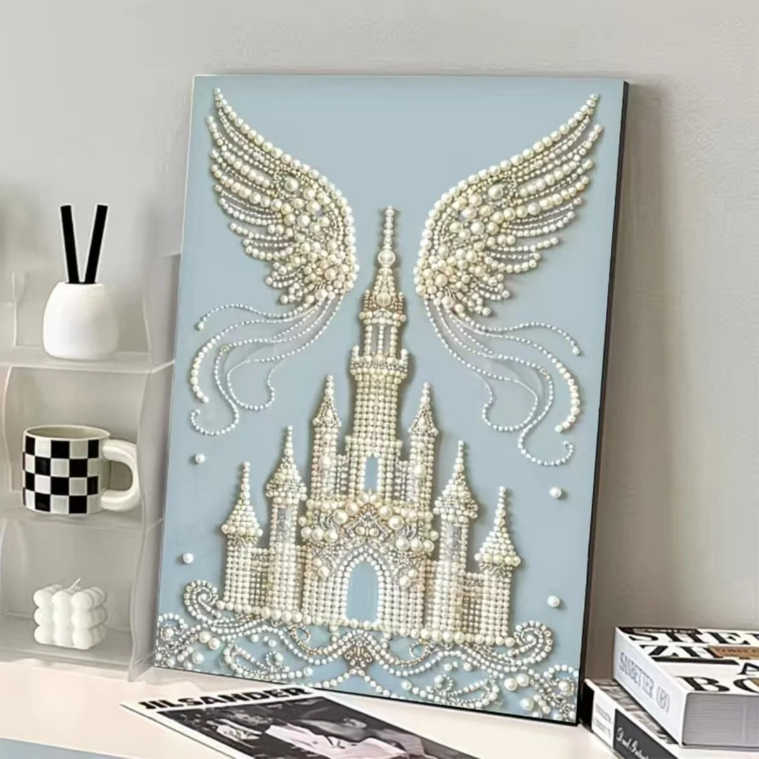 DIY Framed Pearl Painting - Handmade Self - Adhesive Pearls - Castle B