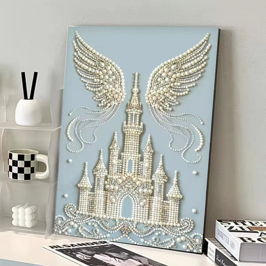 DIY Framed Pearl Painting - Handmade Self - Adhesive Pearls - Castle B