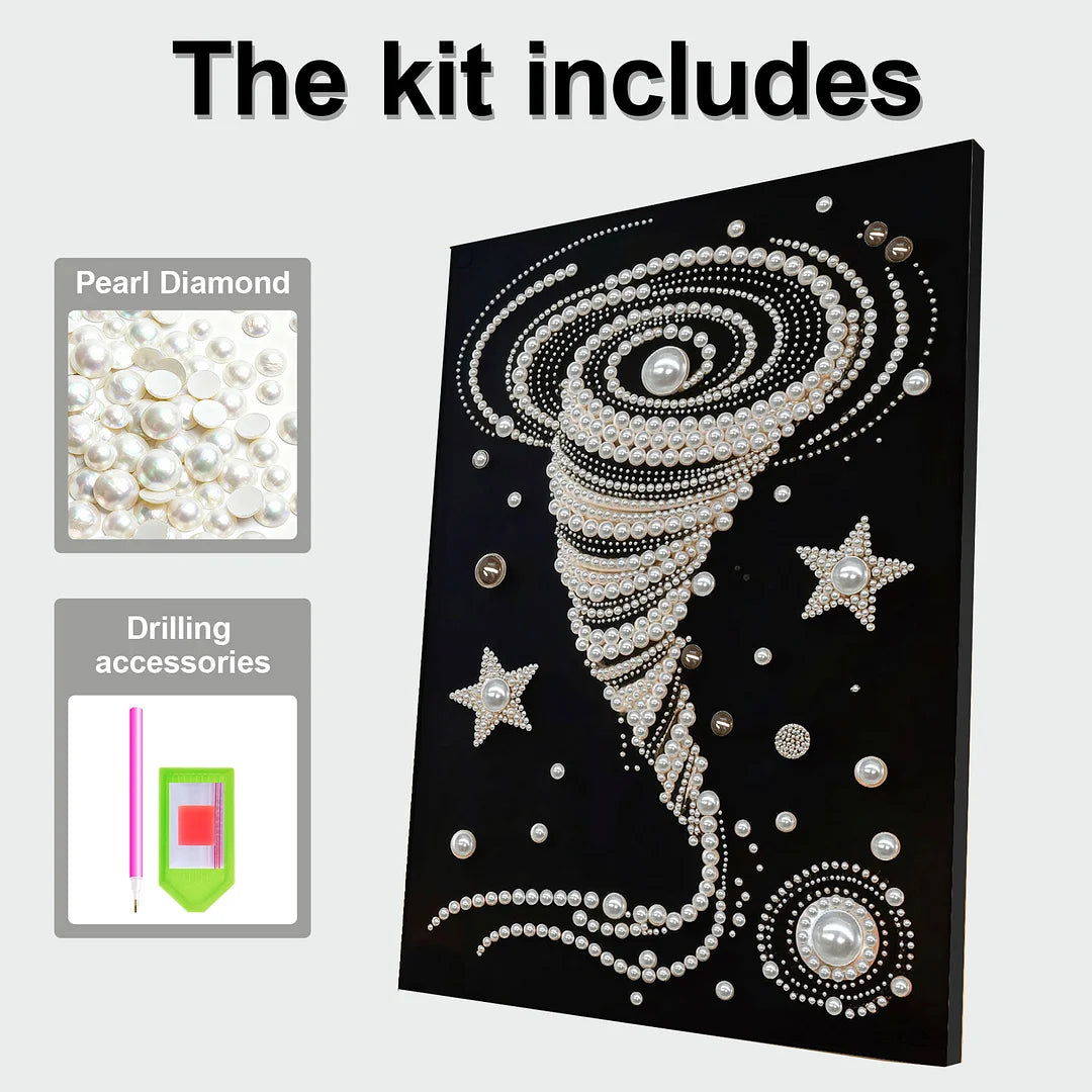 DIY Pearl Painting With Frame - Handmade Self-Adhesive Pearls - Swirl (30*40cm)