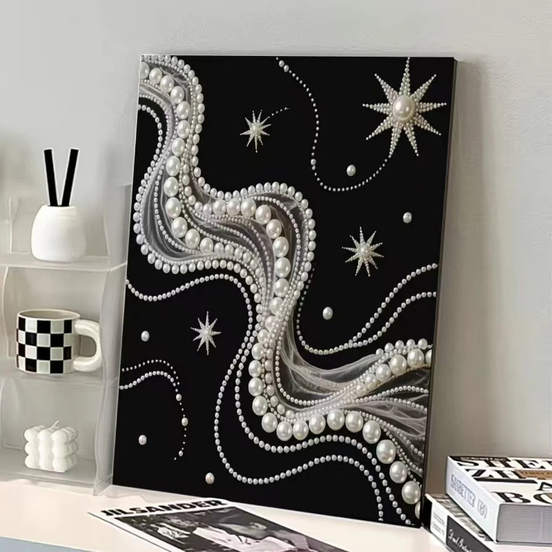 DIY Framed Pearl Painting - Handmade Self - Adhesive Pearls - Silk