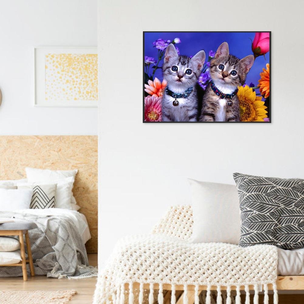 5D DIY Diamond Painting Kit - Full Round - Two Cats/Kittens