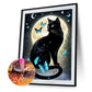 Diamond Painting - Full Round / Square - Moon Night Black Cat